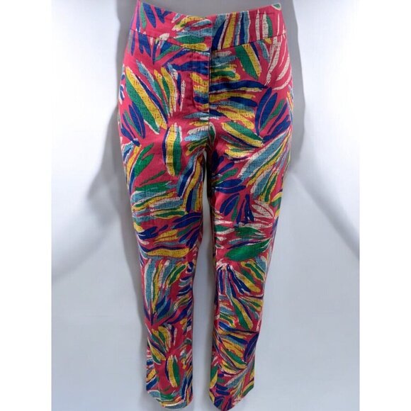 Pappagallo Womens Tropical Print Ankle Pants Size 10 Multicolor Cotton Blend - Picture 3 of 8